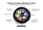 KWANGIL 6C 20AWG AMSB Shielded Cable Wire (UL2464) - Highly Flexible Str TC, PVC Ins, OS+TC BRD, PVC JKT for CNC Machine, Stepper Motor, VFD Spindle (Matte Black 50FT)