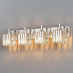 FDPBY Modern Bathroom Vanity Light 4-Lights Brushed Nickel Vanity Light Crystal Wall Light Bathroom Light Fixtures