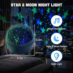 MAXROCK Star & Moon Projector, Galaxy Projector, Bedroom Decoration, Party, Star and Moon Night Light, Children's Gift, Christmas Gift