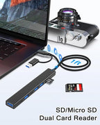 VIENON USB C Hub USB Hub 3.0 with SD Card Reader(8-in-1), USB Extender with Memory SD/Micro SD Card Reader, for Laptop, PC, MacBook, iPad Pro, iMac-Aluminum