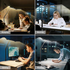 Honeywell Wide Desk Lamp with Clamp for Dual Monitors,22W Full-Spectrum Eye-Caring LED Light Bar for Home Office, 3-Section Adjustable Design with Stepless Dimming