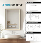 Oak Wood Effect Framed Wall Mirror, 36x40 Rectangle Mirror, Anti-desilvering Tempered Glass, Sustainable& Sturdy Frame, Anti-Rust, HD Reflection &3min Fast Setup for Bathroom Living Room