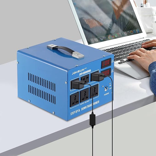 5000W Voltage Converter Auto Transformer Duty Step Up/Down Power Converter Transformer 110/120/220/240V with 3 US Outlets,3 Universal Outlets, LCD Display, Circuit Breaker Protection (DT-5000VA)