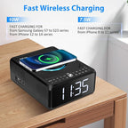 Gelielim CD Player Alarm Clock Radio, CD Players for Home, Desktop Portable CD Player with Bluetooth,10W Wireless Charging,FM/AUX/USB/Timer/Dimmer/Remote Control, Boombox Clock Radio with CD Player