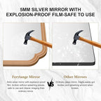 Natural Wood Framed Mirror,18X24 Inch Bathroom Mirror for Over Sink Modern Rounded Corner Rectangle Wall Mounted Mirror (Horizontal/Vertical)