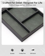 Valet Tray, Built in Wireless Charging Pad, Nightstand Organizer, Two-Toned Premium Vegan Leather Desk Bedside Caddy Organizer Tray for Keys, Watch, Wallet, Jewelry (Black+Green)