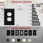 ENERLITES Mid-Size Duplex Receptacle Wall Plate, Electrical Outlet Covers, Gloss Finish, Midway Size 1-Gang 4.88" x 3.11", Polycarbonate Thermoplastic, UL Listed, 8821M-BK-10PCS, Black, 10 Pack