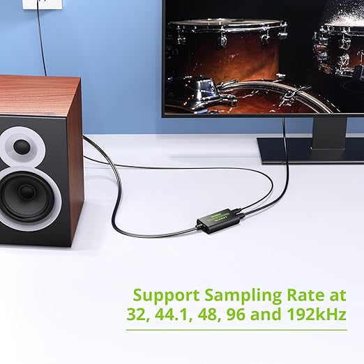 LiNKFOR 192kHz DAC Converter Digital to Analog Converter Digital Optical SPDIF Toslink to Analog Stereo Audio RCA L/R Audio Adapter with Optical Cable for HDTV (SPDIF to RCA 6ft/1.8m)