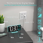 KOSUMOSU Digital Alarm Clock, 6.7in Digital Clock for Bedroom, Auto Dimming, Room Temperature, Day of The Week, Seconds, Date, Desk Clocks for Living Room, Alarm Clocks for Bedrooms