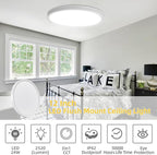 RLEDPZTX 4PK 12 Inch LED Flush Mount Ceiling Light, 24W, 2520LM,3000K/4000K/6000K CCT Selectable, Round Flat Panel Low Profile Ceiling Light Fitures for Hallway, Kitchen, Bedroom, Laundry Room,White