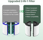 360 Combi Glass HEPA + Carbon Filter Replacement for Dyson HP1 TP09 TP07 TP06 TP04 TP10 TP7A HP04 HP06 HP07 HP09 HP10 HP4A HP7A PH01 PH02 PH03 PH04 PH3A DP04 PC1 Air Purifier, 2 Pack, Black
