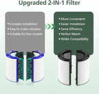 360 Combi Glass HEPA + Carbon Filter Replacement for Dyson HP1 TP09 TP07 TP06 TP04 TP10 TP7A HP04 HP06 HP07 HP09 HP10 HP4A HP7A PH01 PH02 PH03 PH04 PH3A DP04 PC1 Air Purifier, 1 Pack, Black