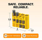 Storacell AA + AAA Combo Battery Storage Caddy and Dispenser (Pack of 2), Yellow, Holds 4 AA + 4 AAA Batteries (Not Included), Durable & Compact, The Original Battery Caddy, Made in USA