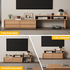 YQJJGL Solid Wood TV Stand for TVs up to 65 Inch， Walnut TV Stand with Storage and Shelf for Living Room, Bedroom, Office