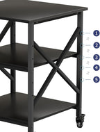 Printer Stand, 23.6 x 23.6 Inches Large Printer Stand with Adjustable Storage Shelf, 3 Tier Printer Table for Home Office, Rolling Printer Cart with Industrial Wheels, Mini Fridge Stand Table, Black