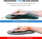 Mouse Pad Wrist Support, Laokiiy 2 in1 Keyboard Wrist Rest+ Ergonomic Mouse Pad, Non-Slip Wrist Rest for Computer Keyboard, Made Easy Typing & Relieve Wrist Pain（Green Gold Black Marble）