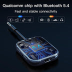 Bluetooth 5.4 Transmitter Receiver, Low-Latency for Gaming/TV/PC/Gym,2-in-1 Dual Mode for 2 Devices,Ideal for Airplane Travel, aptX Adaptive HD Audio, Wear-Resistant Ultra-Ceramic