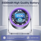 Coolhill USB Desk Fan for Bedroom: 100 Speeds Digital Display Quiet Table Fan with Turbo Airflow, 120° Rotating Small Rechargeable Battery Desktop Fans for Bedroom Home Office (Purple)