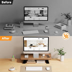 NestNeat Monitor Stand - 24 Inch Wood Monitor Stand Riser, 220 Pounds Load Capacity Desk Monitor Riser for Laptop/PC/Printer, Desktop Stands Organizer for Home Office