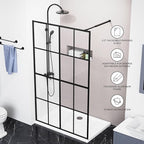 Goodyo 46" X 72" Shower Door Clear Tempered Glass Framed Shower Screen Walk-in Black Finish