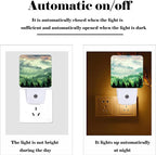 FSHVQKD Mountain Forest Landscape Painting Night Light,Plug Into Wall Decor for Stairway,Hallway,Kitchen,Dusk to Dawn Sensor Nightlights for Boys/Girls/Women/Men Room Gifts