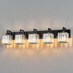 FDPBY Modern Bathroom Vanity Light 5-Lights Plating Black Vanity Light Crystal Wall Light Bathroom Light Fixtures