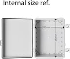 Gratury Junction Box, IP67 Waterproof Plastic Enclosure for Electrical Project, Hinged Grey Cover, Includes Mounting Plate and Wall Bracket (Grey Cover, 16.1"x12.2"x7.1")