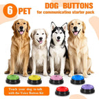 Dog Buttons for Communication, 6 Pcs Dog Talking Button Set, 30s Voice Recording Speaking Button Pet Speech Training Buzzers with 30 Scene Stickers and Waterproof Anti-Slip Mat for Animal Training