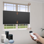 LEXEN Smart Top Down Bottom Up Honeycomb Shades WiFi Enabled Motorized Cellular Blinds Compatible with Alexa/Google Home Double Cellular Fabric Blackout Insulated Custom Sizes-Black