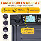 Okköbi Automatic Chicken Coop Door PRO - Light Sensor & Timer - Anti-Pinch Function - Wide Opening - New Model - Solar Powered with LCD Display - 5 Year Protection