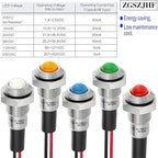 ZGSZJHF 8mm Indicator Light 0.31" Waterproof IP67 Metal Stainless Steel Signal Lamp 110V-120V AC/DC LED Pilot Dash Lamp Light Ring Large Red and Green 2Pcs