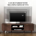 SHGJ&SOFT Storable TV Stand 65 Inch,Mid Century Modern TV Console Two Cabinet Doors with Open Partition in The Middleby by Wooden for Living Room,Bedroom. (Brown, 1PC)