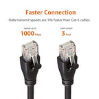 Amazon Basics RJ45 Cat 6 Ethernet Patch Cable, 1Gpbs Transfer Speed, Gold-Plated Connectors, 3 Foot for PC, TV, Tablet, Router, Printer, Black