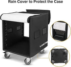 Sound Town 12U PA/DJ Rack/Road Case with 12-Space, Industry-Grade 0.7" (18mm) Plywood with Polyurea Coating, Rain Cover, Casters, 21.7" Rackable Depth - Pro Tour Grade (STRCP-12UW)