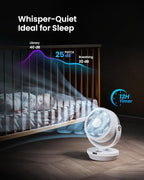 PNTCK Air Circulator Fan for Bedroom, 13" Table Fan with Remote, 90° Oscillating & 120° Tilt, 60ft Strong Airflow, Quiet 25dB Electric Fan with 4 Speeds, 4 Modes & 12H Timer