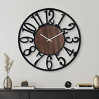 Casaformia 30'' Large Silent Wall Clock with Night Light, Glow in The Dark Decorative Wall Clock Battery Operated, Rustic Modern Metal & Wood Clocks for Bedroom Living Room Decor, Arabic Numerals