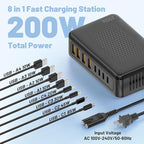 200W USB C Charging Station,8-Port GaN USB C Charger Block,PD 65W Desktop Charger, Power Strip Adapter Compatible with iPhone 17/16/ 15/14,MacBook Air/Pro,DELL,for iPad Pro,Galaxy and More,Black