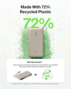 Belkin Portable Charger, USB-C Power Bank 20,000mAh w/ 2X USB-C Ports & 1x A Port, Digital Battery Display, 20W Charging for iPhone 17, Air, Pro, Samsung Galaxy S25, Pixel 10, iPad, & More - Sand