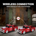 Vintage Pickup Truck Bluetooth Speaker, Retro Truck Model with HD Sound, Built-in Mic, LED Party Lights, TWS Dual Pairing, Multi-Interface Output, Portable Outdoor Speaker for Parties & Beach (RED)