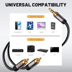 2 Pack 3.5mm to RCA Cable 4FT, Male RCA to Aux Stereo Audio Adapter, Hi-Fi Sound Auxiliary Y Splitter Cord, Shielded 1/8 to 2RCA Cable for Headphone, MP3, Tablet, Speaker, HDTV, Phone and More