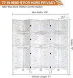 Bonnlo 6 Panels Wood Room Divider with Shelves, 6 FT Height Folding Privacy Screens, Indoor Freestanding Room Partition Wall Divider, Hinged Space Separator (Grey, 6 Panel)