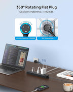TROND 360° Rotating Plug Surge Protector, Power Strip with USB Ports, 3 USB C and 1 USB A, 1440 Joules, ETL Listed, 1625W, Wall Outlet Extender, 6ft Extension Cord for Home Office Dorm, Black