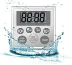 NUOSWEK Digital Timer Waterproof Shower Timer Shower Clock Bathroom Kitchen Timer with Strong Magnet and Large LCD Display (Waterproof 7 Key)