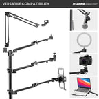 TARION Overhead Camera Desk Mount: 4-in-1 Heavy Duty Mount Set with 1 Mic Boom Stand + 3 Articulating Arms for DSLR Cameras Ring Light Monitor Laptop - Live Stream Stand TitanRig Desk
