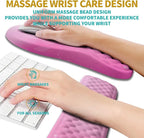 Hokafenle 2 in 1 Ergonomic Mouse Pad Wrist Support & Wrist Rest for Computer Keyboard Set, with Relieve Carpal Tunnel Pain Massage Bulge and Full Memory Gel Design (2In1 Set, Sweet Pink)