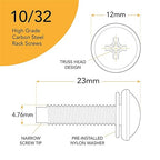 10-32 Rack Screws 115-Pack - Versatile Server Rack Accessories for Network Cabinets, Audio Mounts, Studs and Recording Studio Includes Nylon Washers. Perfect for Rackmounts