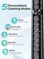 COSLUS Sonic Electric Toothbrush for Adults: 47000 VPM for Deep Cleaning & Whitening with Travel Case - 5 Modes for Sensitive Teeth & Braces, Wireless Charging, 6 Brush Heads, Black & Green (2PCS)