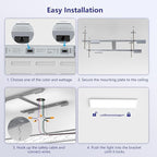 AIKVSXER 1x4 Led Flat Panel Light Surface Mount-4 Pack, 50W 5500Lm Dual Selectable 5CCT 3000K/4000K/5000K/5700K/6500K and Wattage 30-50W 0-10V Dimmable Ceiling Light Fixture for Kitchen/Laundry