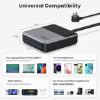 135W Charging Station USB C Power Strip,6-in-1 GaN USB C Charger Block with Plug &5ft Cord,2 AC,2 USB-A,2 USB-C,PD 65W Laptop Charger for MacBook,iPhone 16/15/14,Desktop Fast Charging for Home,Office