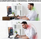 TAVR Dual Monitor Stand Riser, Computer Monitor Stands for 2 Monitors, Extra Long Multifunctional Desktop Organizer Riser for Computer, Laptop, PC, Printer, TV, Max 43.3" Length, Rustic Brown
